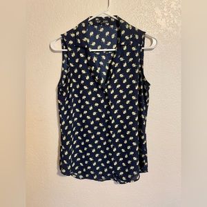 Express button tank top, color blue with lemons